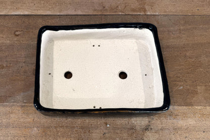 Rectangular 26cm Black Glazed Stoneware Bonsai Pot