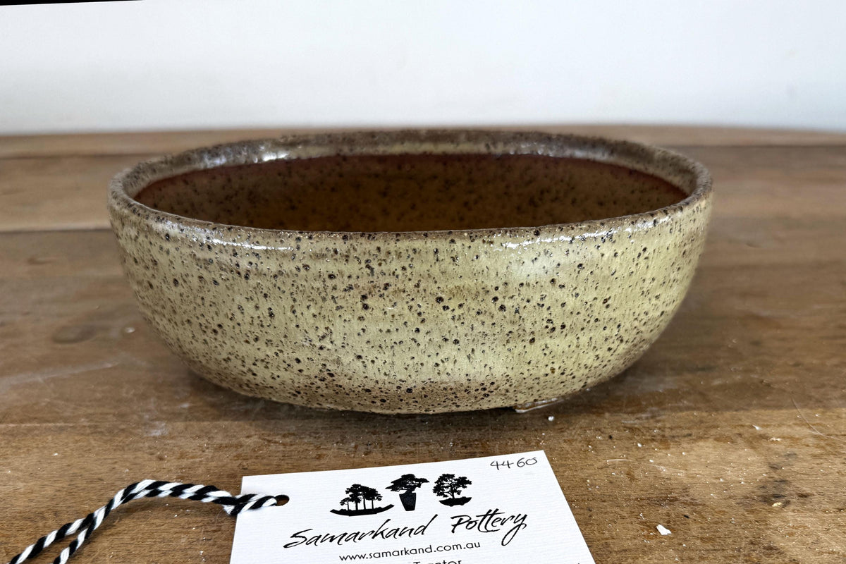 Oval 21cm Green Glazed Stoneware Bonsai Pot