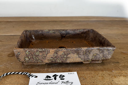 Rectangular 21cm Brown Stoneware Woodash Bonsai Pot