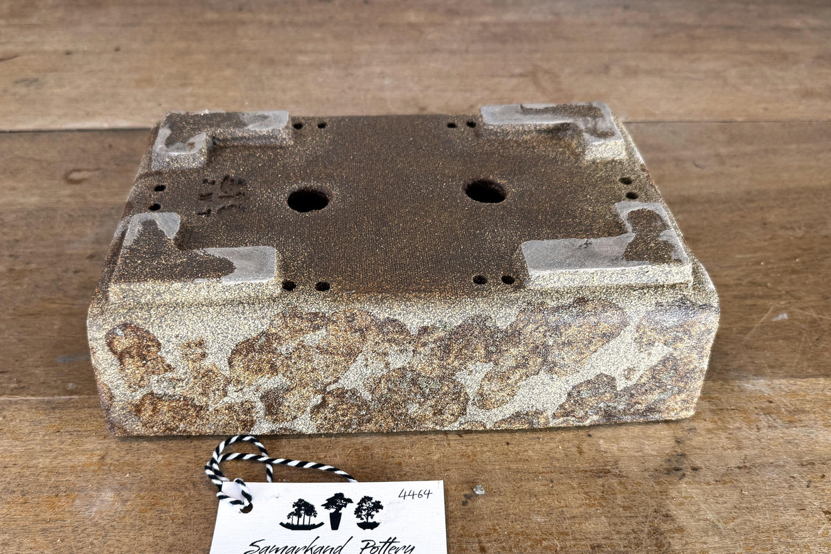Rectangular 25.5cm Brown Stoneware Woodash Bonsai Pot