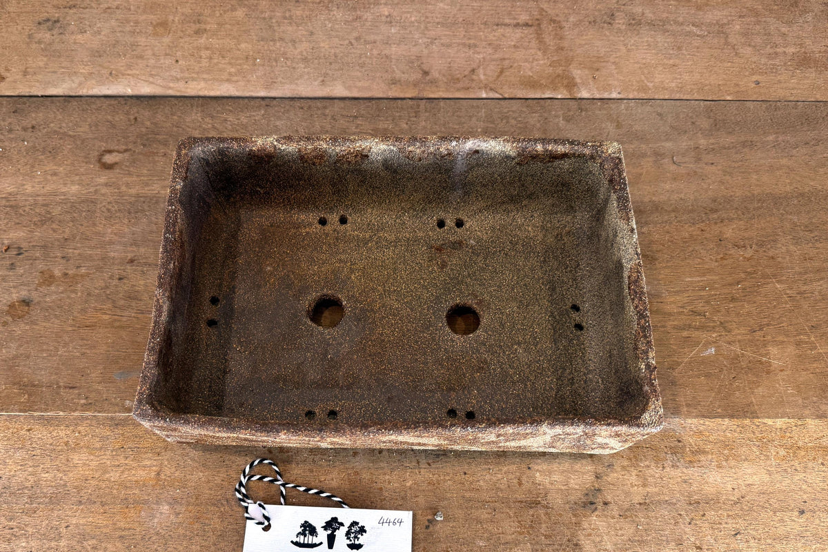 Rectangular 25.5cm Brown Stoneware Woodash Bonsai Pot