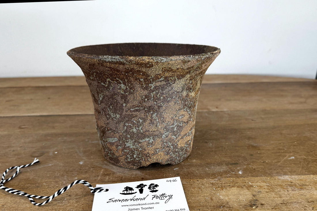 Round 18cm Brown Smooth Stoneware Woodash Bonsai Pot