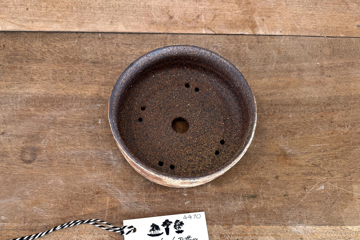 Round 15.5cm Brown Stoneware Unglazed Bonsai Pot