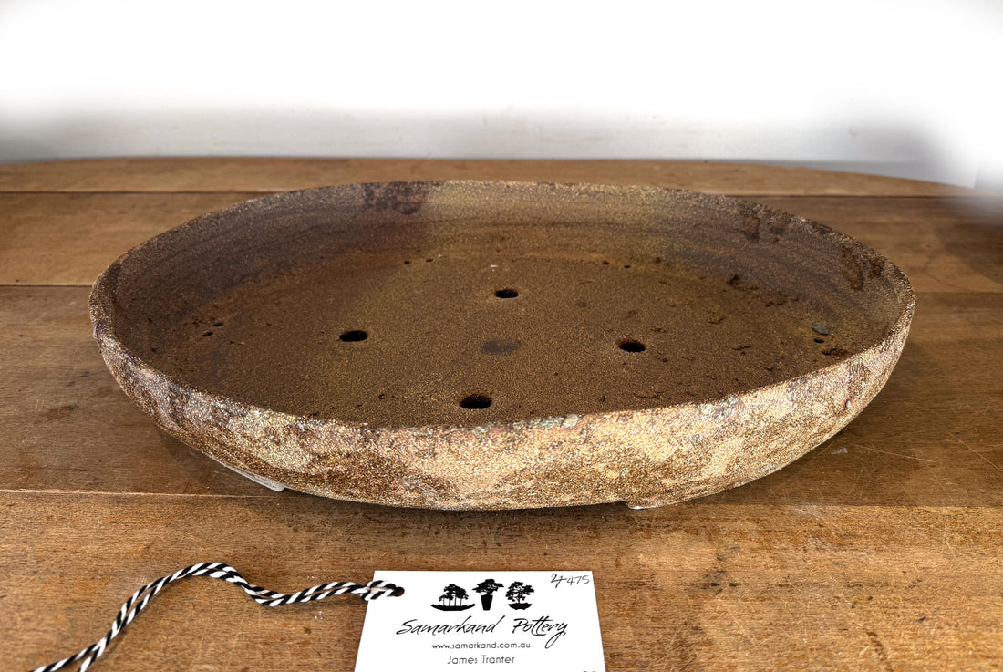 Oval 47cm Brown Woodash Smooth Finish Stoneware Bonsai Pot
