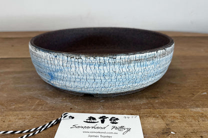 Round 31.5cm Blue and White Stoneware Unglazed Bonsai Pot