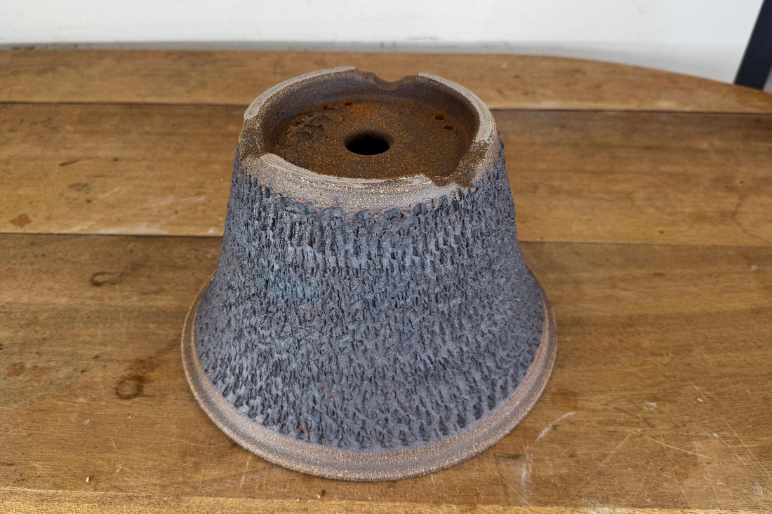Round 27.5cm Brown Textured Stoneware Bonsai Pot