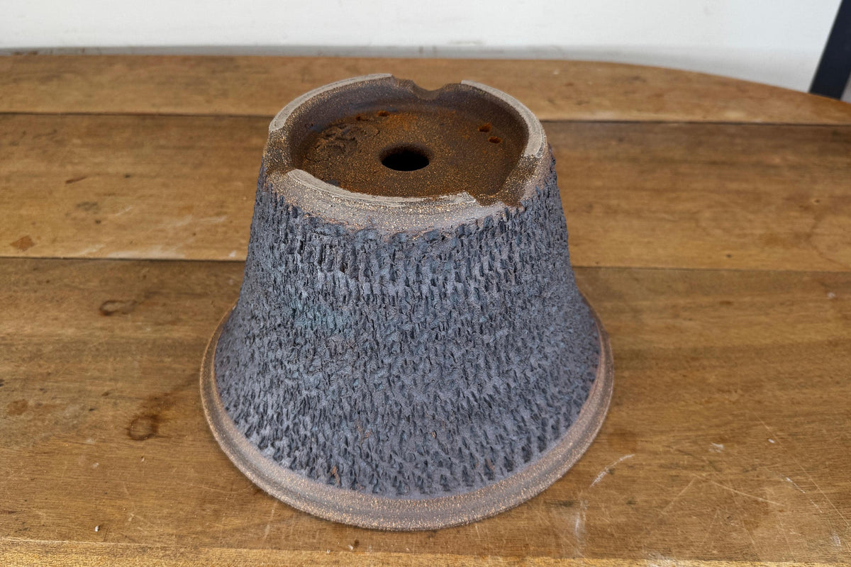 Round 27.5cm Brown Textured Stoneware Bonsai Pot