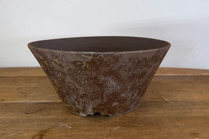 Round 33.5cm Brown Smooth Stoneware Woodash Bonsai Pot