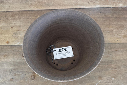 Round 33.5cm Brown Smooth Stoneware Woodash Bonsai Pot
