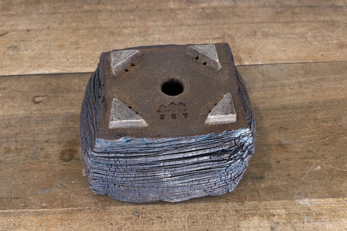 22cm Square Stoneware Hand Textured Unglazed Bonsai Pot