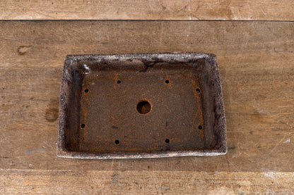 Rectangular 21cm Brown Stoneware Woodash Bonsai Pot