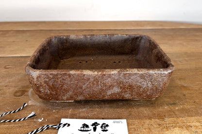 Rectangular 22.5cm Brown Stoneware Woodash Bonsai Pot