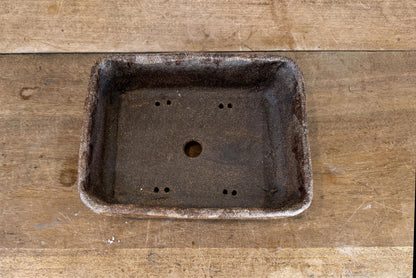 Rectangular 22.5cm Brown Stoneware Woodash Bonsai Pot