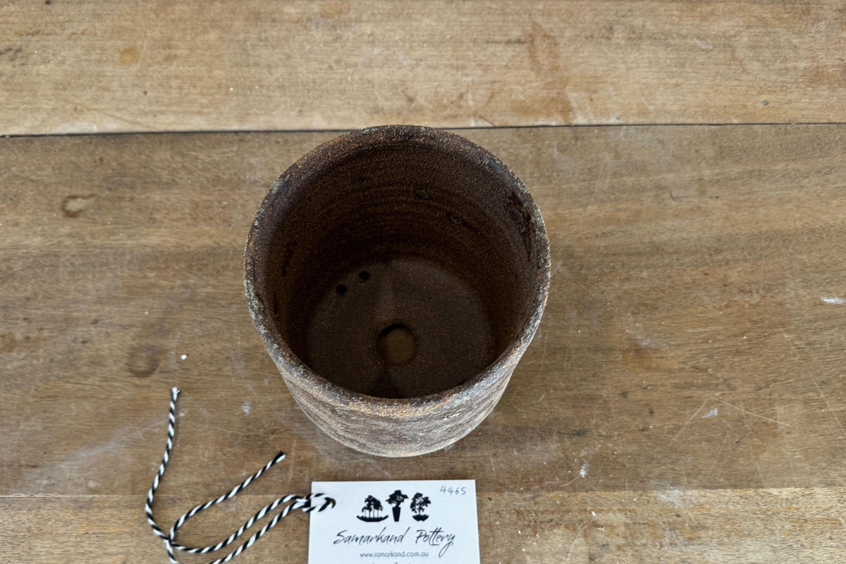 Round 13.5cm Brown Smooth Stoneware Woodash Bonsai Pot