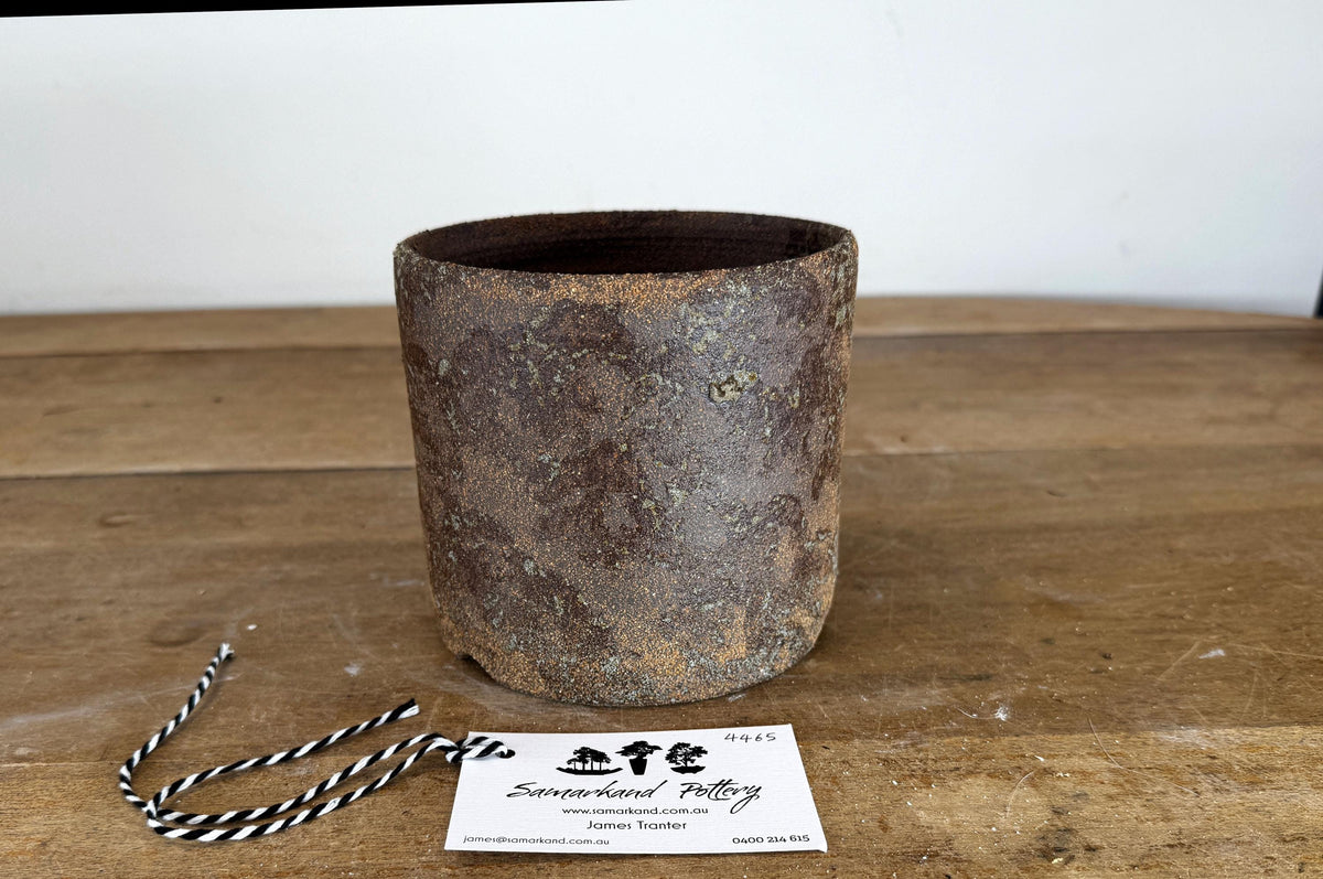 Round 13.5cm Brown Smooth Stoneware Woodash Bonsai Pot