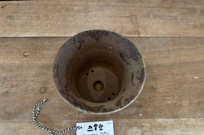 Round 18cm Brown Smooth Stoneware Woodash Bonsai Pot