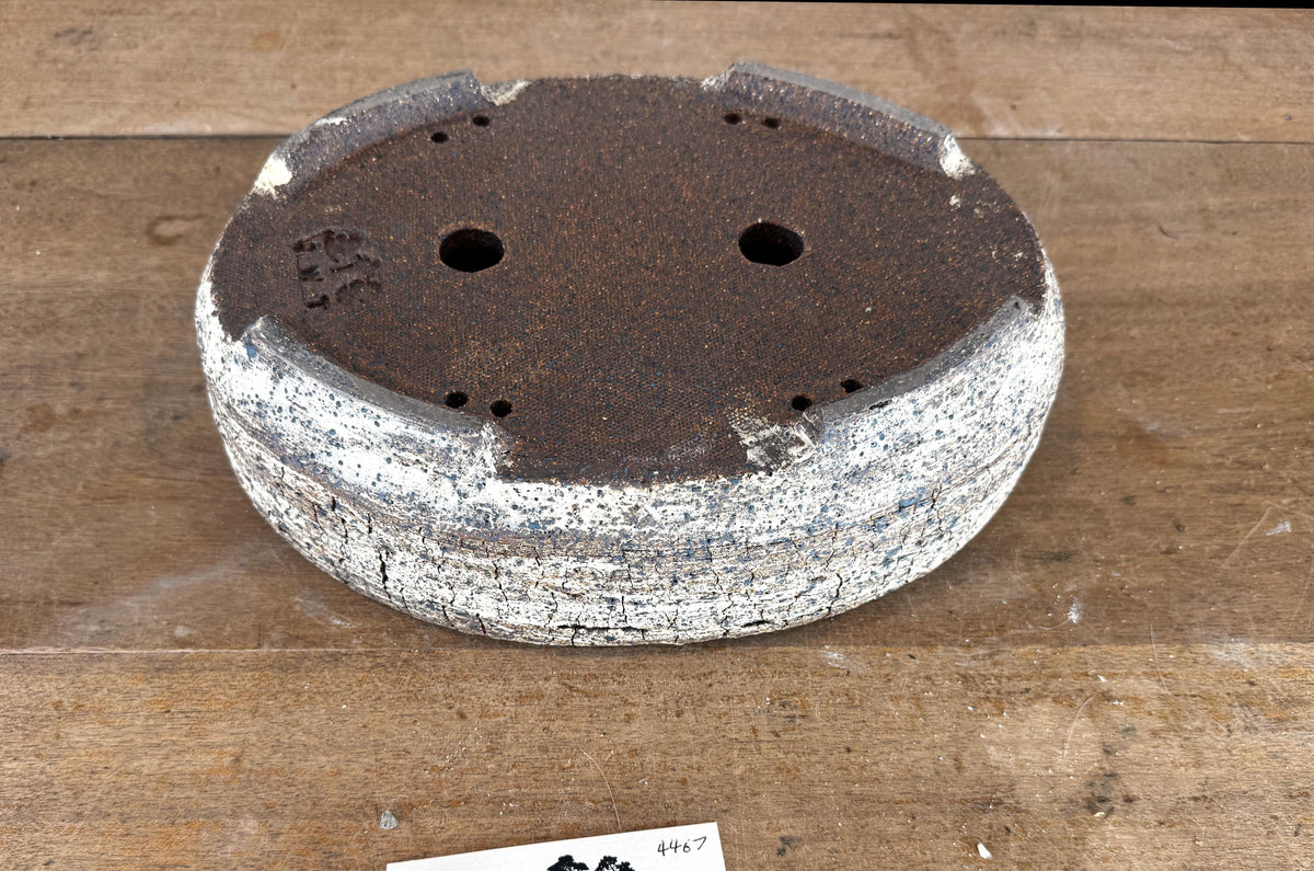 Oval 27cm White and Brown Stoneware Unglazed Bonsai Pot