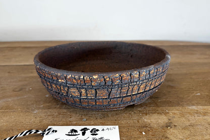Round 23cm White and Brown Stoneware Unglazed Bonsai Pot