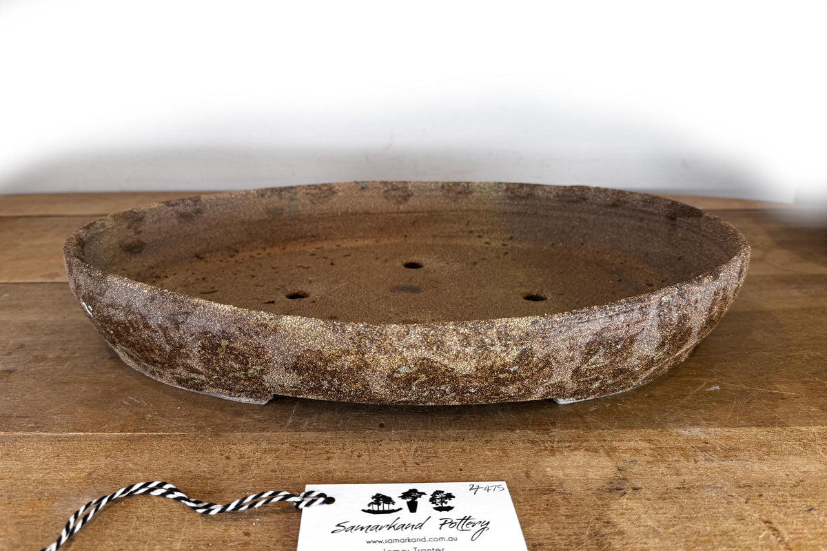 Oval 47cm Brown Woodash Smooth Finish Stoneware Bonsai Pot