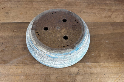 Round 23.5cm Blue and White Stoneware Unglazed Bonsai Pot