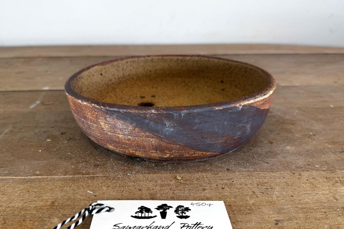Round 21cm Brown Stoneware Unglazed Bonsai Pot