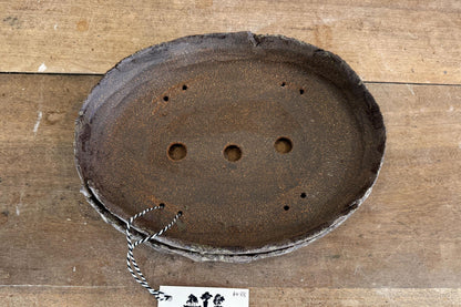 32cm Oval Brown Woodash Layered Finish Stoneware Unglazed Bonsai Pot