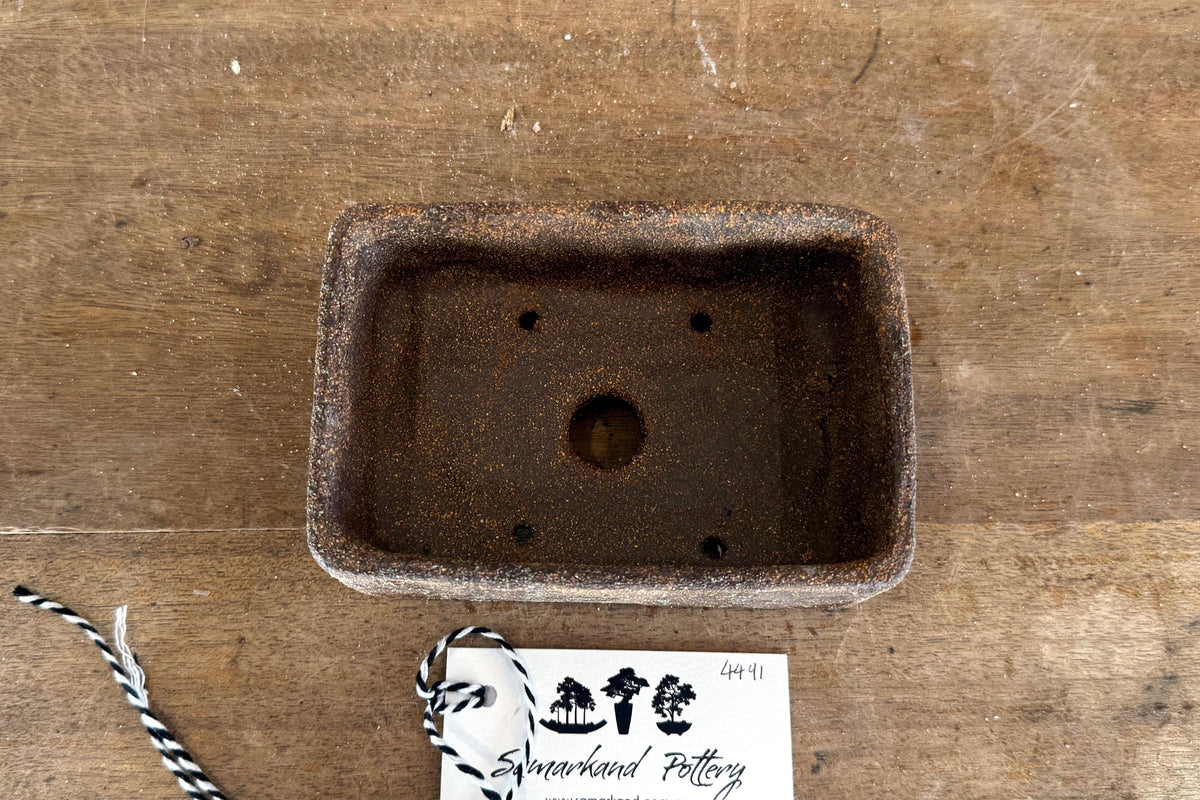 Rectangular 14.5cm Brown Stoneware Woodash Bonsai Pot