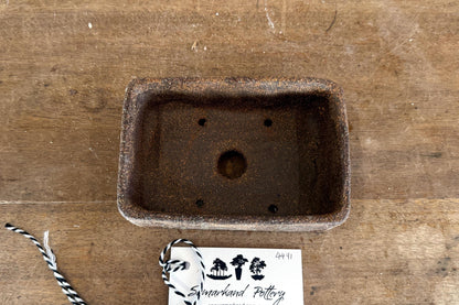 Rectangular 14.5cm Brown Stoneware Woodash Bonsai Pot
