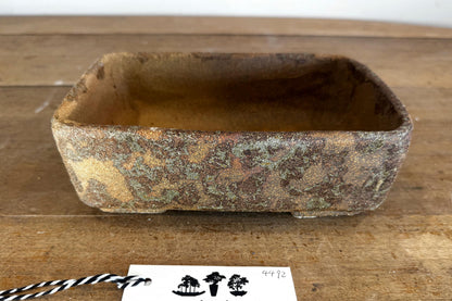 Rectangular 21.5cm Brown Stoneware Woodash Bonsai Pot