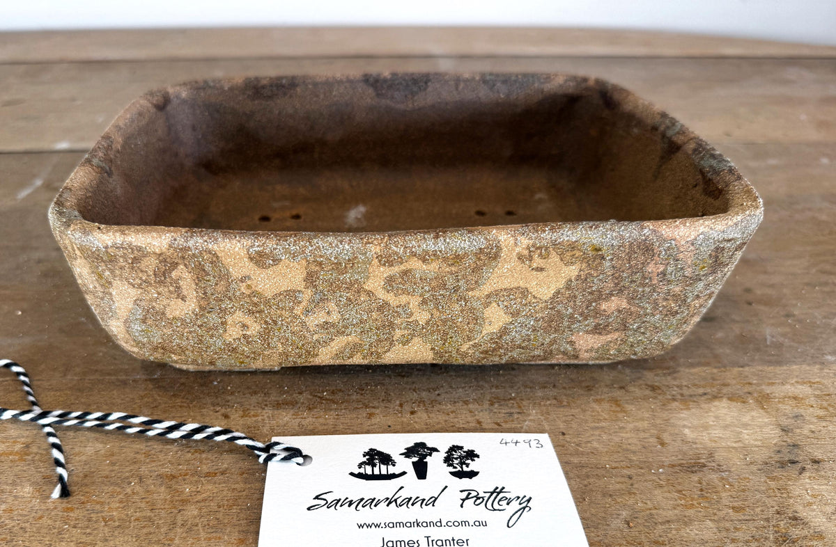 Rectangular 23cm Brown Stoneware Woodash Bonsai Pot