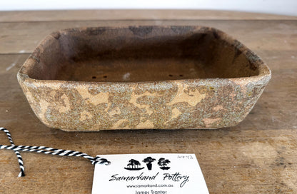 Rectangular 23cm Brown Stoneware Woodash Bonsai Pot