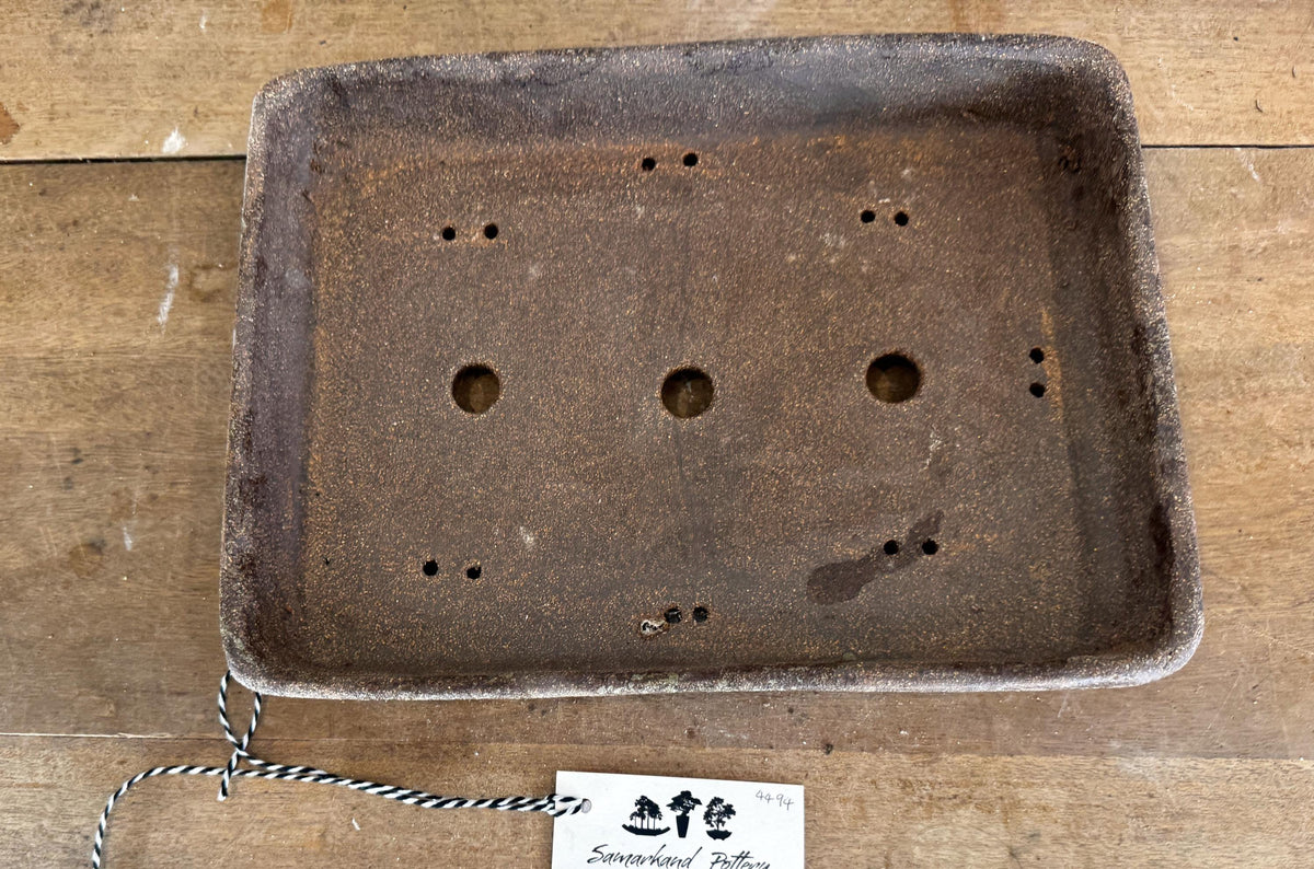 Rectangular 33cm Brown Stoneware Woodash Bonsai Pot