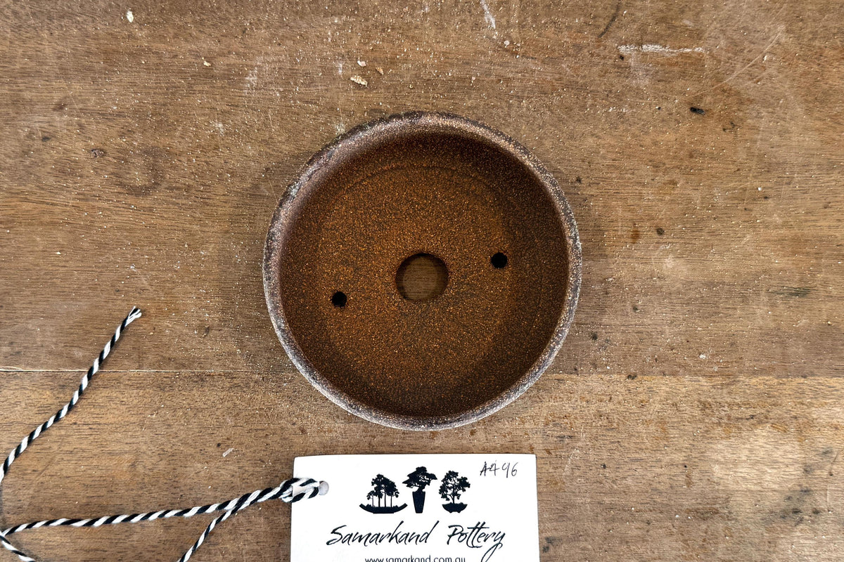 Round 11cm Brown Smooth Stoneware Woodash Bonsai Pot