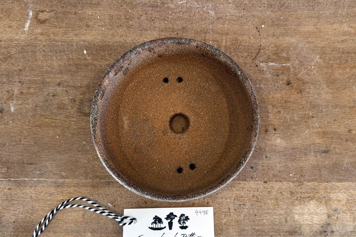 Round 16cm Brown Smooth Stoneware Woodash Bonsai Pot
