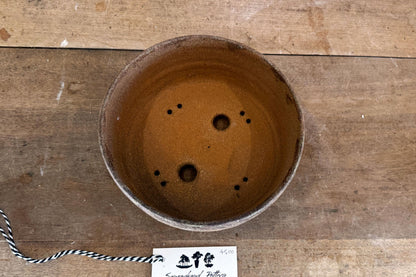 Round 20.5cm Brown Smooth Stoneware Woodash Bonsai Pot