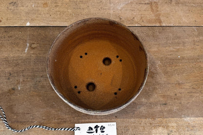 Round 20.5cm Brown Smooth Stoneware Woodash Bonsai Pot