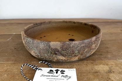 Round 25cm Brown Smooth Stoneware Woodash Bonsai Pot