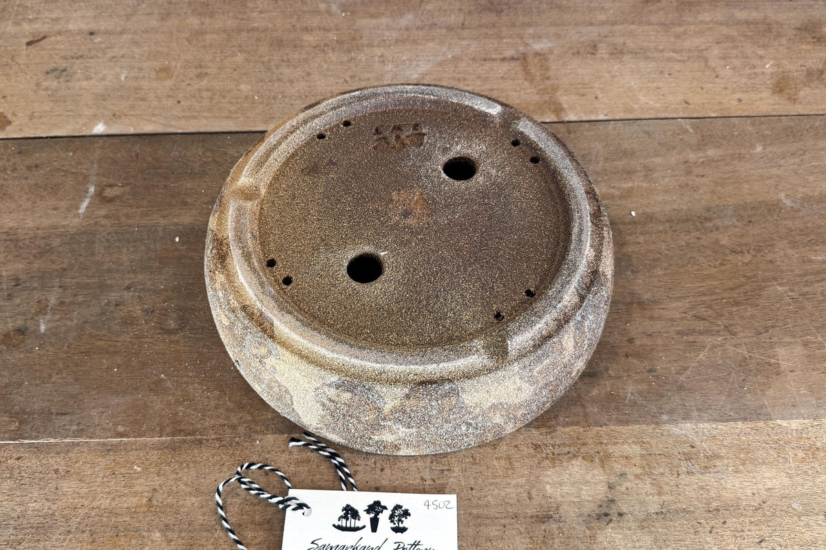 Round 25cm Brown Smooth Stoneware Woodash Bonsai Pot