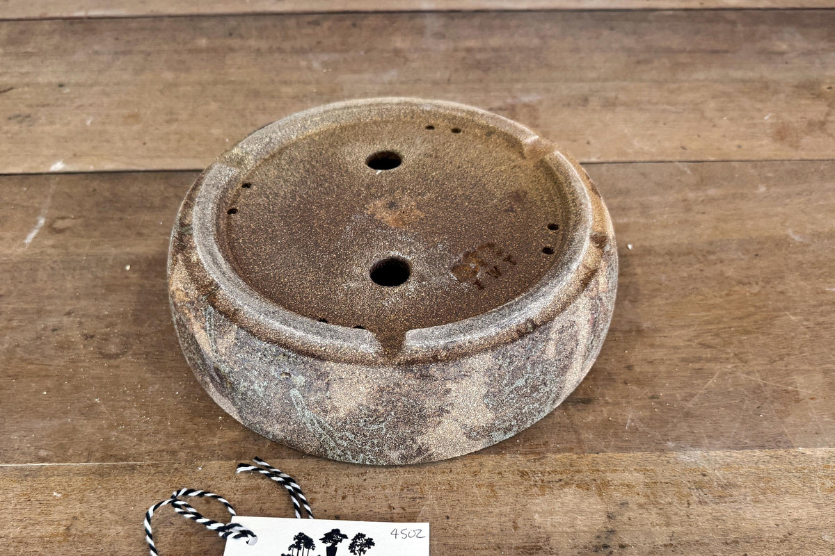 Round 25cm Brown Smooth Stoneware Woodash Bonsai Pot