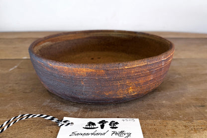 Round 23cm Brown Stoneware Unglazed Bonsai Pot