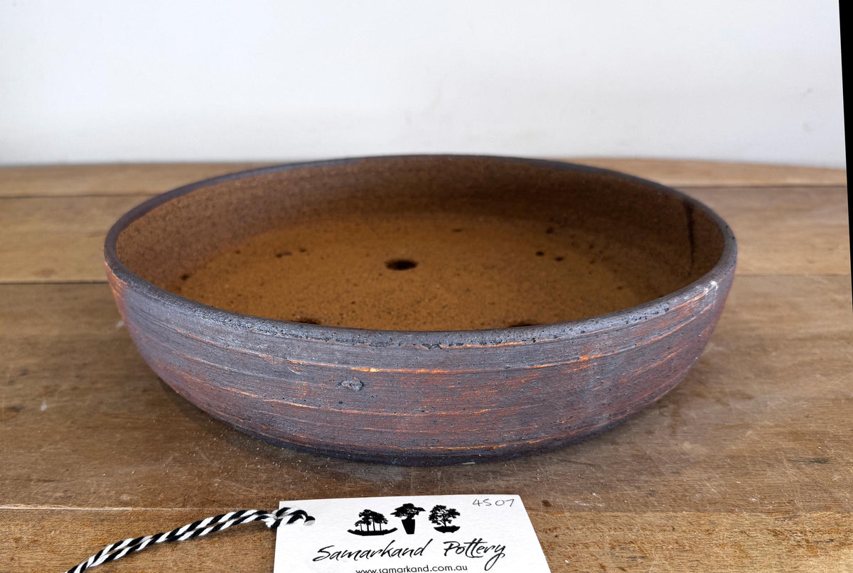 Round 31.5cm Brown Stoneware Unglazed Bonsai Pot