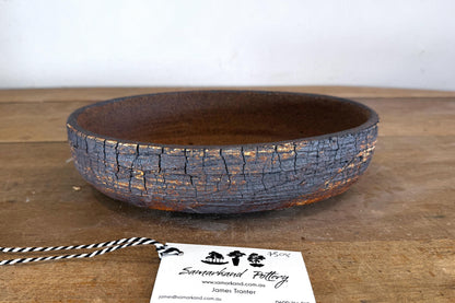 Oval 27cm White and Brown Stoneware Unglazed Bonsai Pot