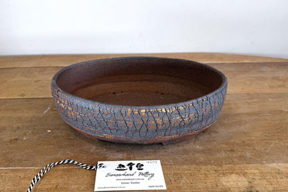 Oval 31cm White and Brown Stoneware Unglazed Bonsai Pot