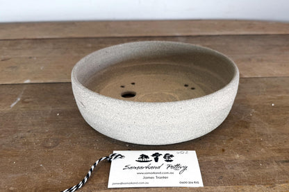 Round 20.5cm Beige Smooth Stoneware Bonsai Pot