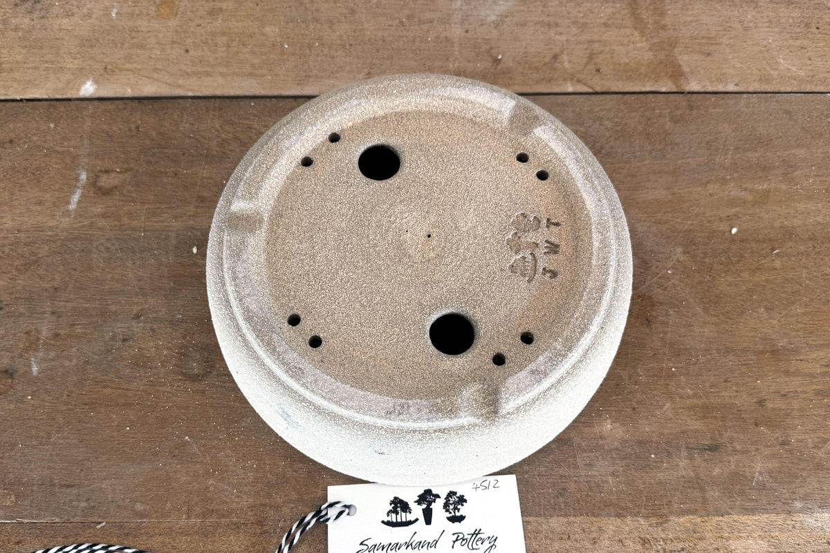 Round 20.5cm Beige Smooth Stoneware Bonsai Pot