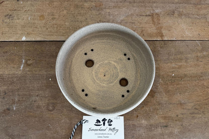 Round 20.5cm Beige Smooth Stoneware Bonsai Pot