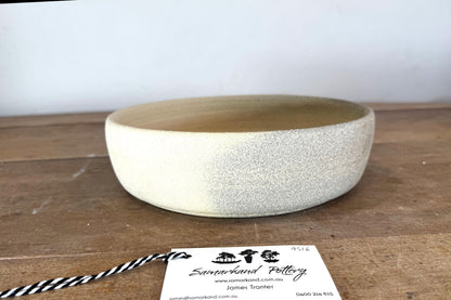 Round 24cm Beige Smooth Stoneware Bonsai Pot