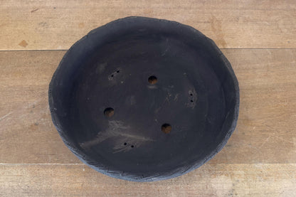 Round 31cm Black Textured Stoneware Unglazed Bonsai Pot