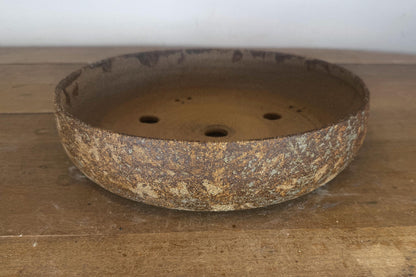 Round 29.5cm Brown Woodash Smooth Finish Stoneware Bonsai Pot