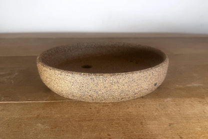 Round 22cm Brown Smooth Stoneware Bonsai Pot